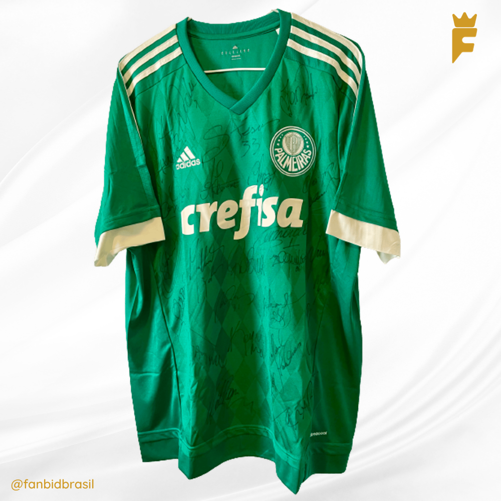 Camisa oficial do Palmeiras autografada todo elenco campeao Copa do Brasil 2015