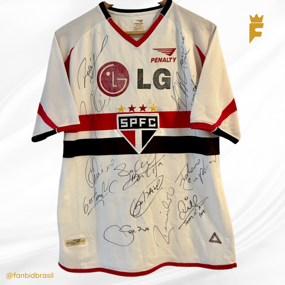 Camisa oficial do Sao Paulo 2001 autografada 12 craques