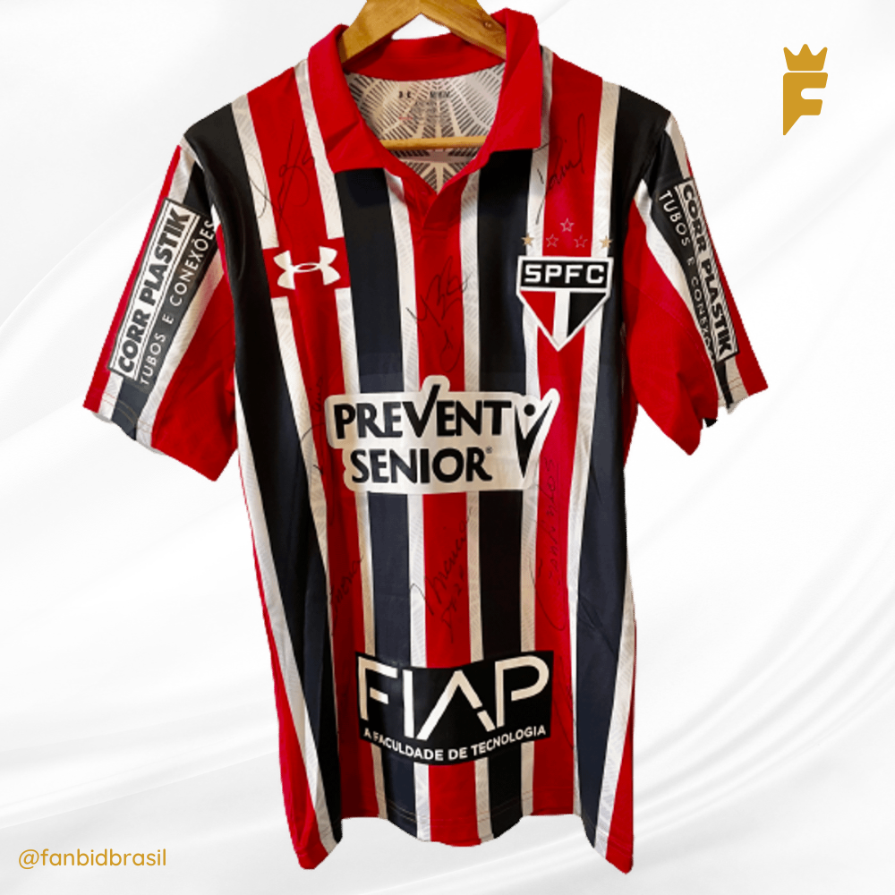 Camisa oficial São Paulo Brasileirão 2017 autografada todo elenco, de jogo