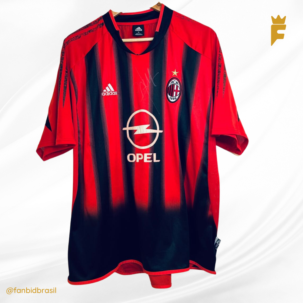 Camisa oficial Milan 2004/05 uniforme 1 autografada Cafú