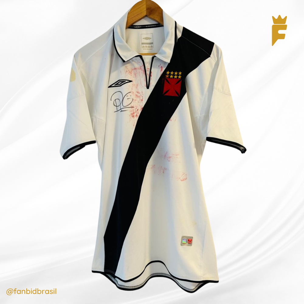 Camisa oficial Vasco 2005 Romário autografada, de jogo