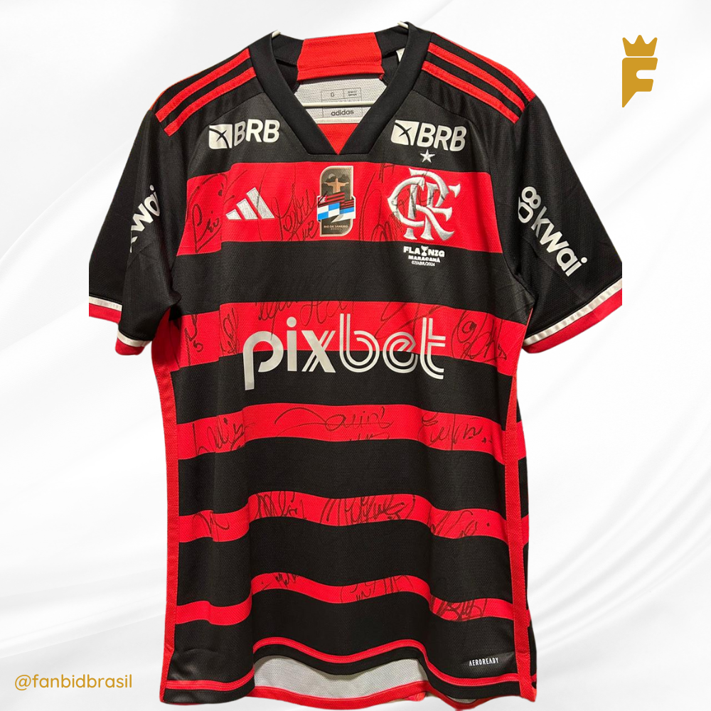 Camisa oficial do Flamengo DE ARRASCAETA – Final Carioca 2024 – Flamengo 1 x 0 Nova Iguaçu - Autografada Por Todo Elenco