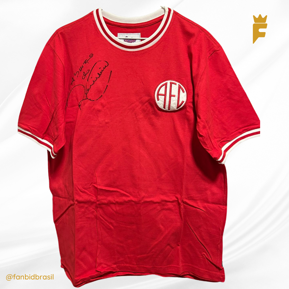 Camisa oficial licenciada Retro do América-RJ 1974 Taça Guanabara, autografada Romário