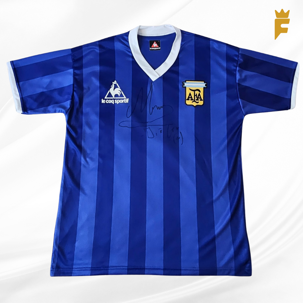 Camisa da Argentina re-edição Copa 1986 autografada Maradona