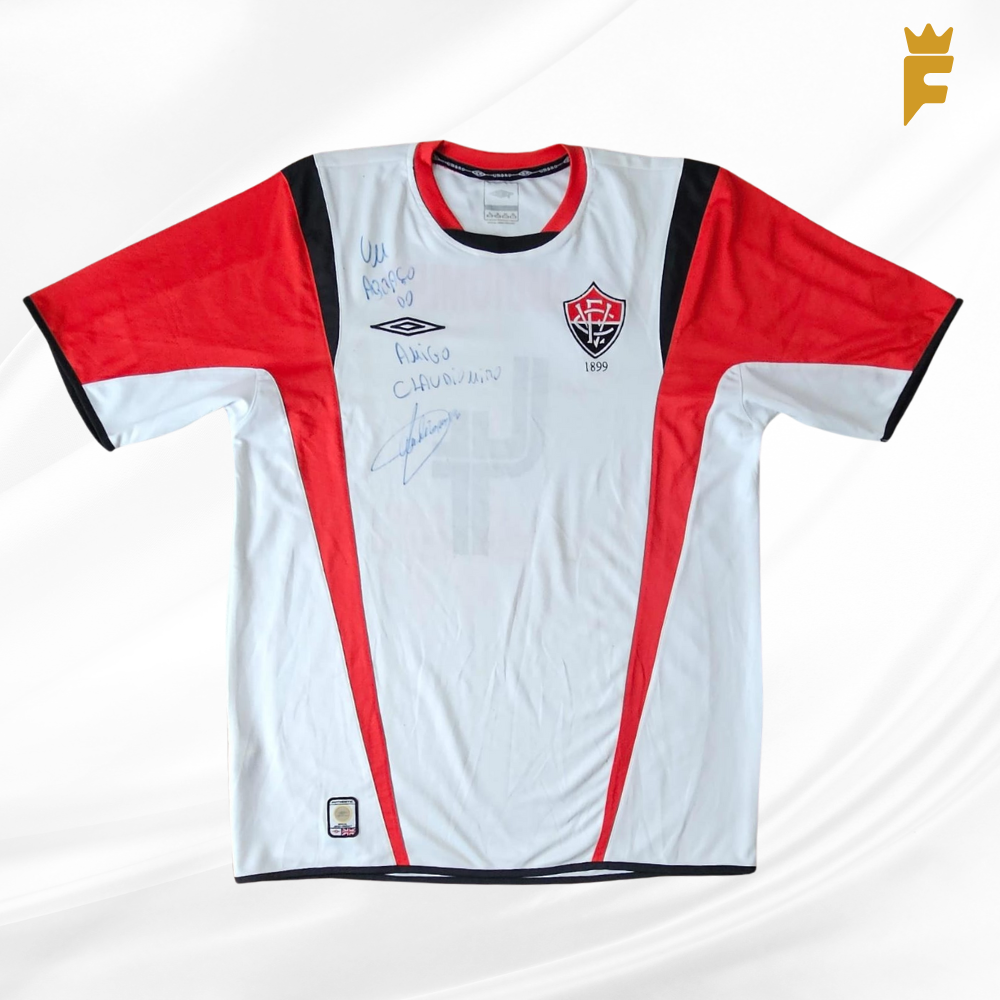 Camisa Vitória 2005 Claudiomiro de jogo, autografada