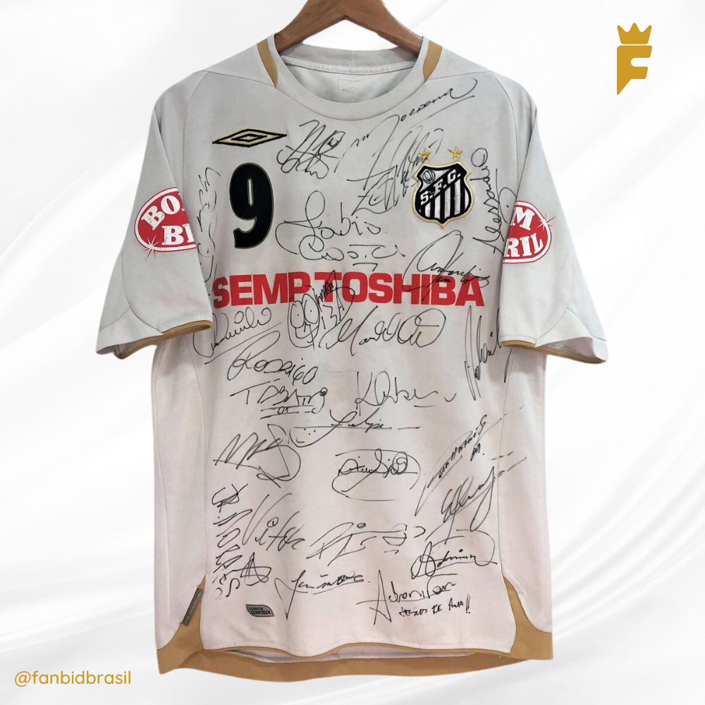 Camisa do Santos autografada todo elenco Brasileirão 2007