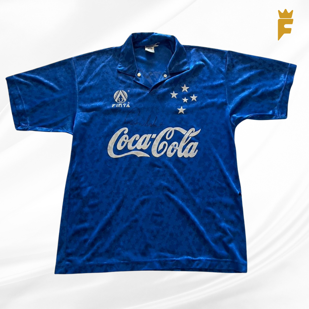 Camisa oficial do Cruzeiro 1992/93 de jogo autografada Ronaldo