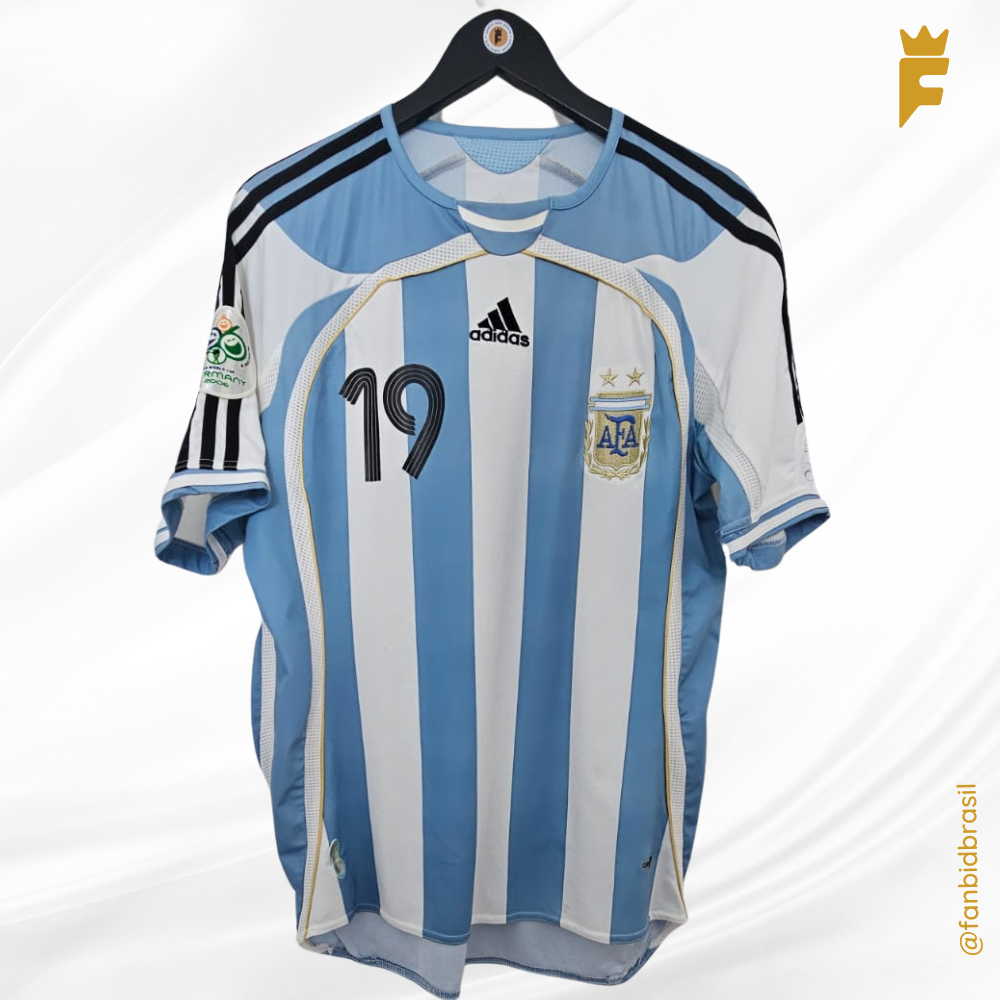 Camisa oficial Argentina 2006 Copa do Mundo, autografada Messi