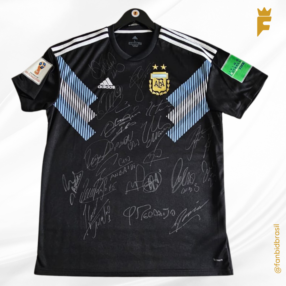 Camisa oficial Argentina Copa do Mundo 2018 autografada Messi mais 17 jogadores