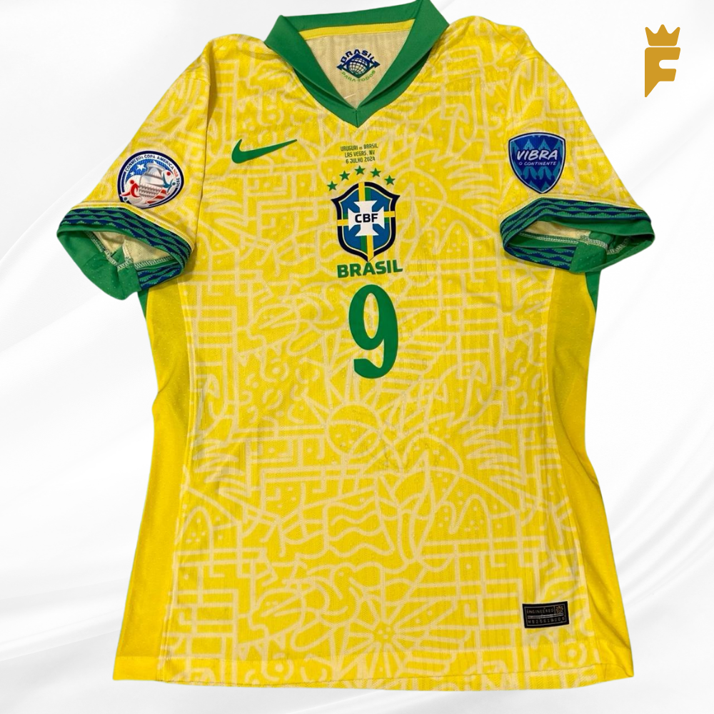 Camisa oficial Brasil versão jogador, Copa América 2024, autografada Endrick