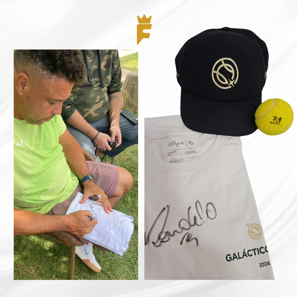 Kit Galácticos Open 2024 com camisa autografada Ronaldo Fenômeno