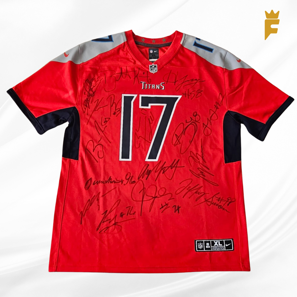 Camisa de jogo 2021/22 Tennessee Titans, autografada 15 jogadores do elenco