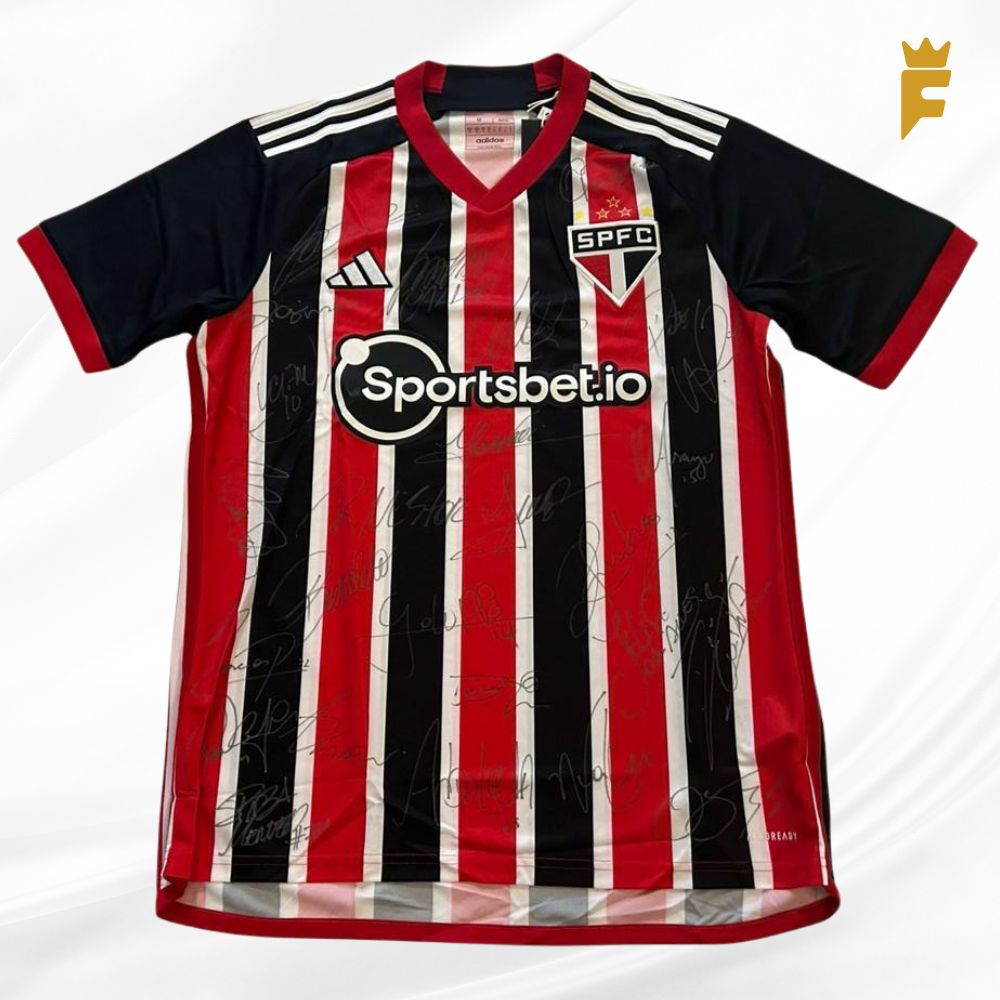 Camisa 2 oficial São Paulo autografada todo elenco Campeão da Copa do Brasil 2023