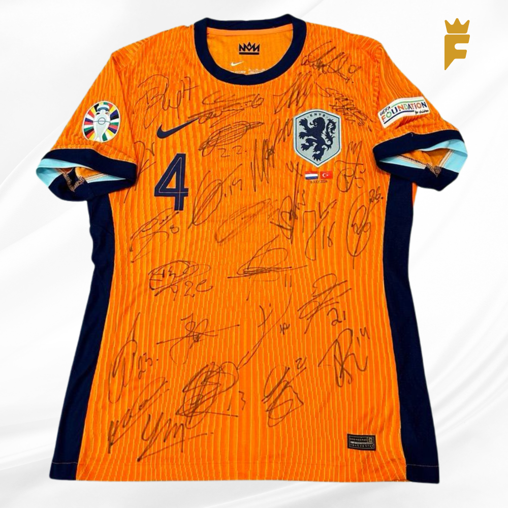 Camisa Holanda Euro 2024, vers de jogo, autografada todo elenco