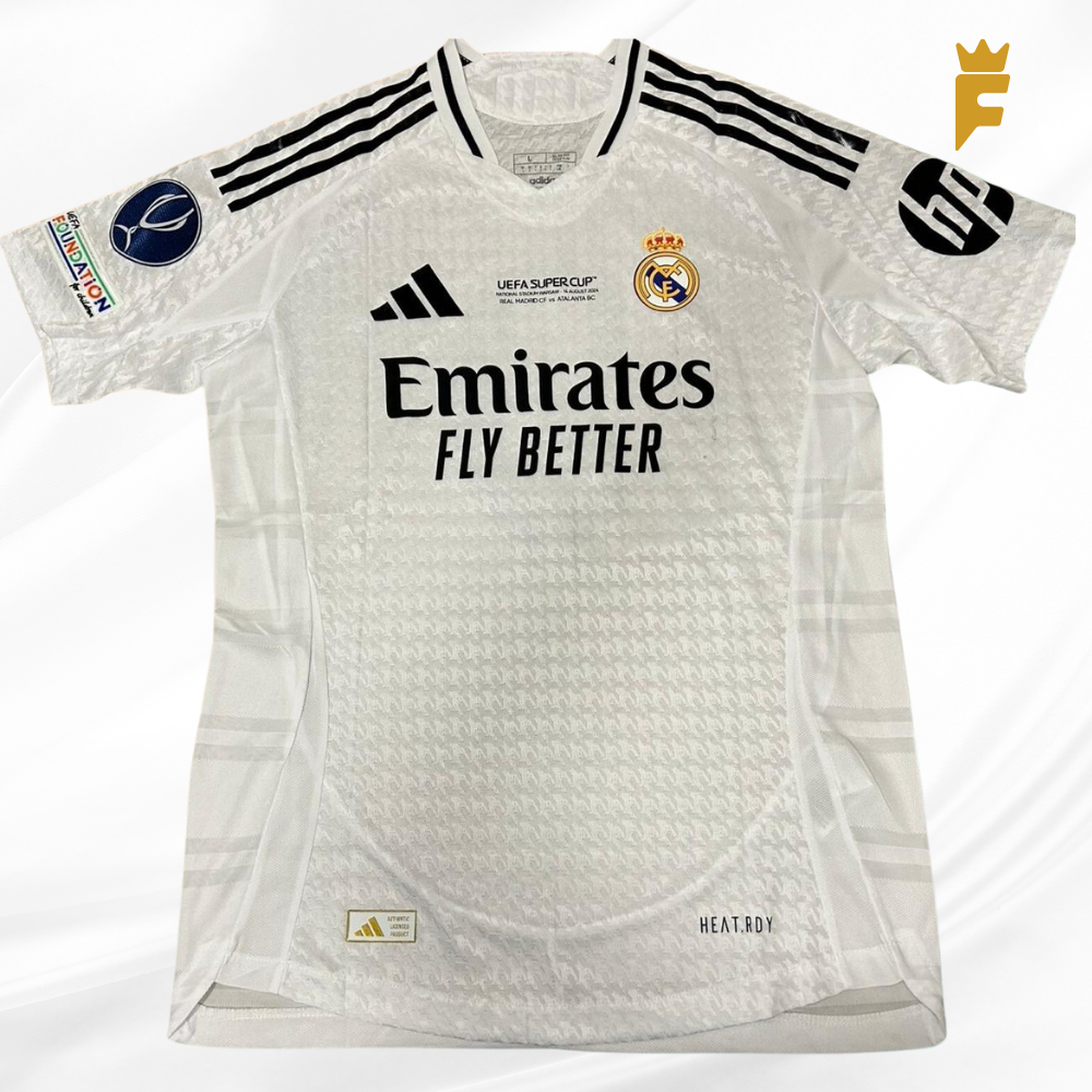 Camisa Real Madrid 2024 UEFA SUPER CUP, autografada Mbappé