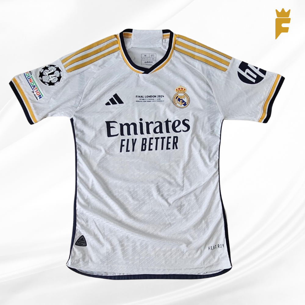 Camisa Real Madrid 2024 final 01/06/24 Champions, vers jogador homenagem 6 titulos autografada Modric