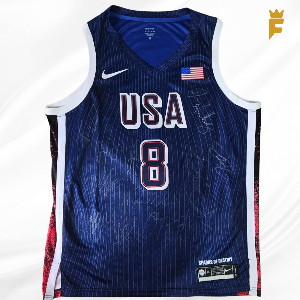 Camisa original Estados Unidos 2024 – Basquete(Dream Team) autografada 12 atletas campeões olímpicos 2024