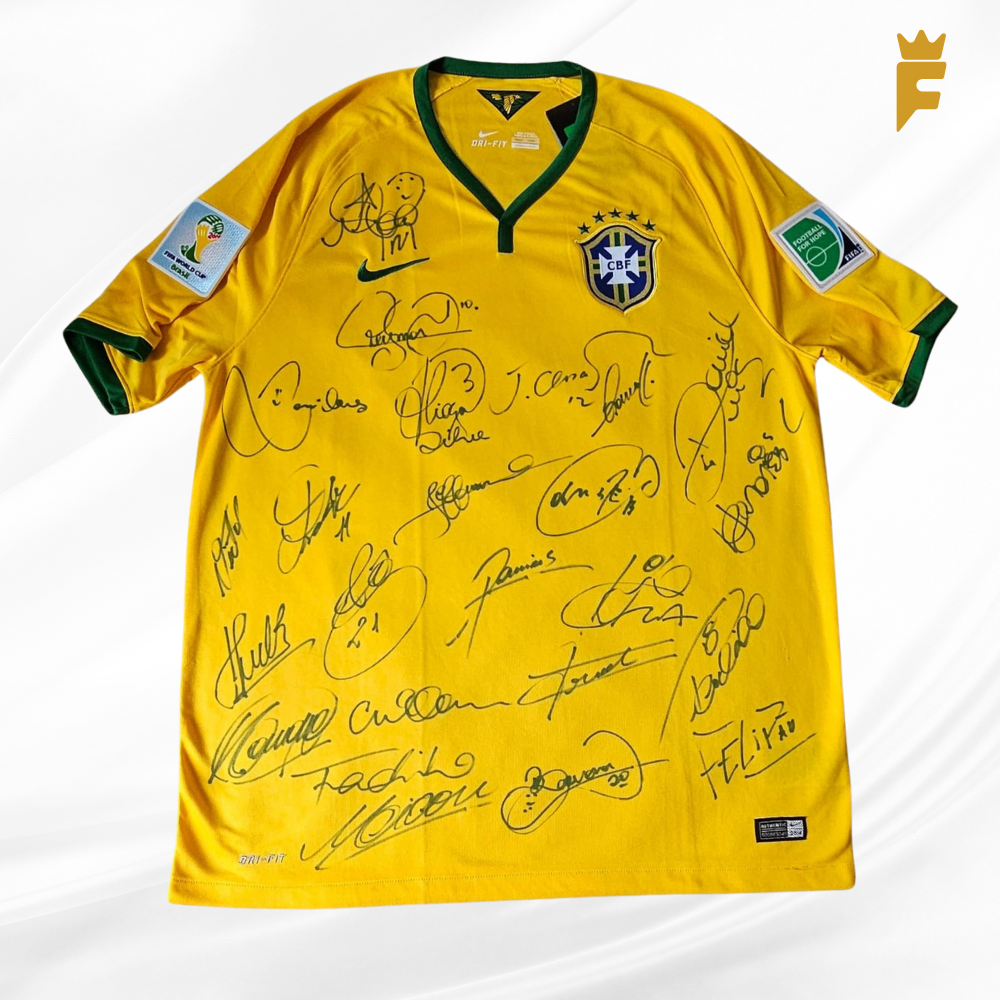 Camisa oficial do Brasil Copa do Mundo 2014 autografada todo elenco