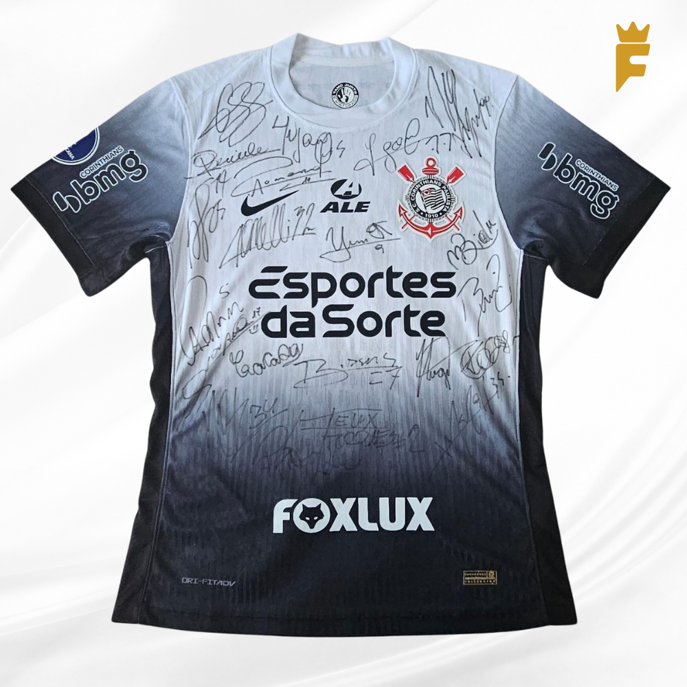 Camisa Corinthians, Sudamericana 2024,  N.77, vers jogo, autografada elenco