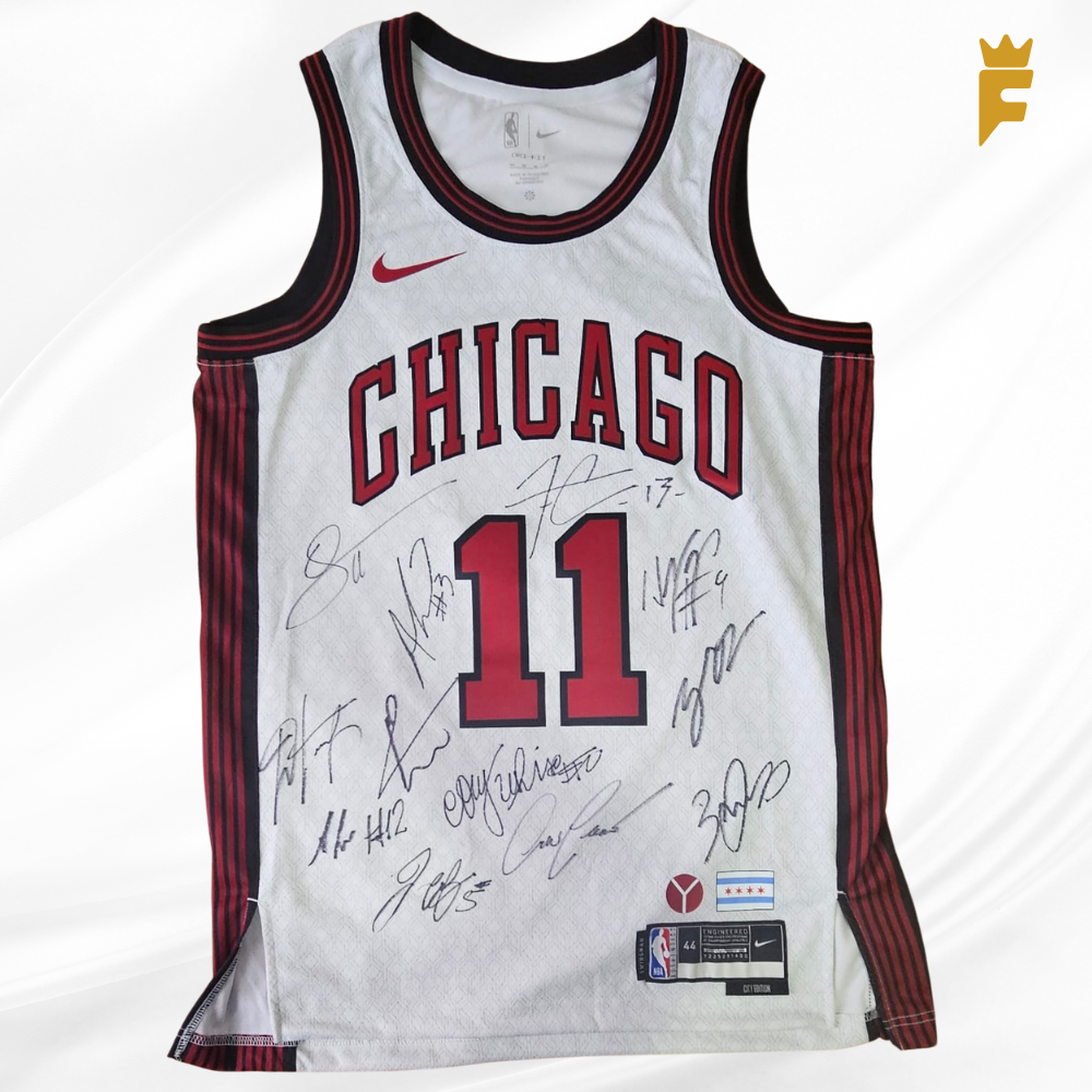 Camisa original Nike NBA 2023/24, Chicago Bulls autografada 12 jogadores do elenco