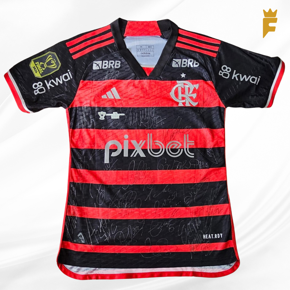 Camisa oficial Flamengo 2024 final Copa do Brasil, vrs jogador, autografada todo elenco campeão