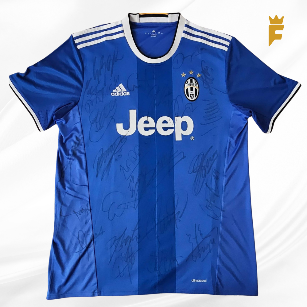 Camisa oficial do Juventus 2016/17 autografada elenco campeão Coppa Itália e Serie A 