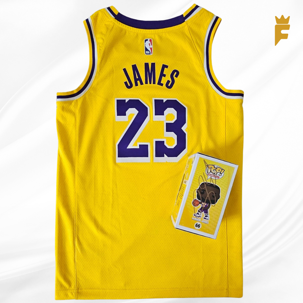 Kit original Lebron James  POP 66 NBA -, Funko autografado e camisa