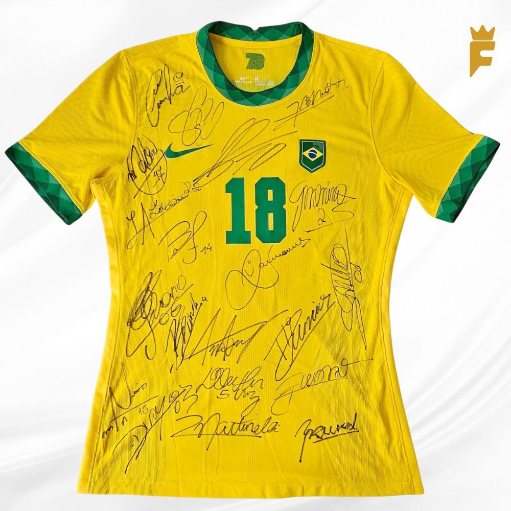 Camisa do Brasil, Olimpíadas Tokyo 2020, autografada todo elenco campeão, de jogo