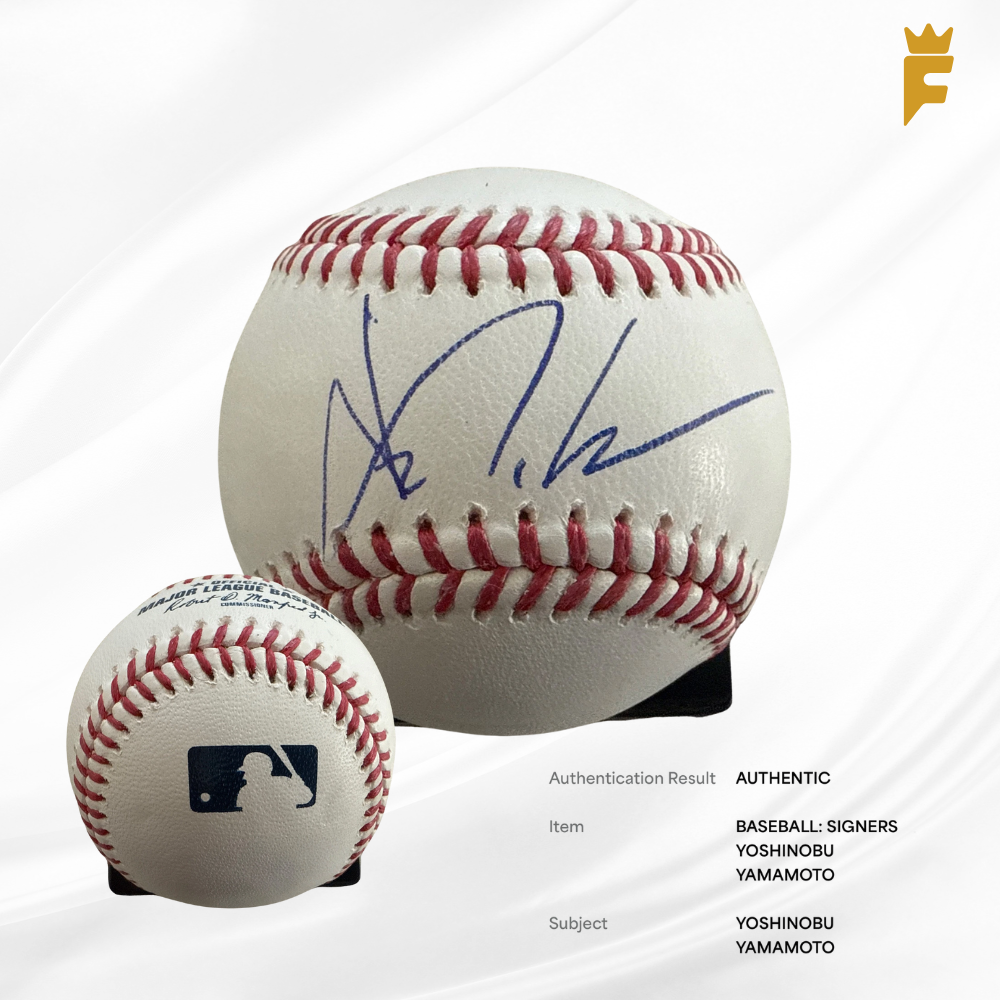 Bola original autografada Yoshinobu Yamamoto MLB DODGERS com certificado internacional PSA