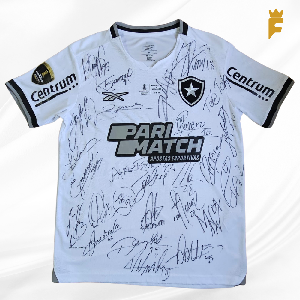Camisa Botafogo 2024, preparada, N.99 final da Libertadores, autografada todo elenco campeão da Libertadores e Brasileirão