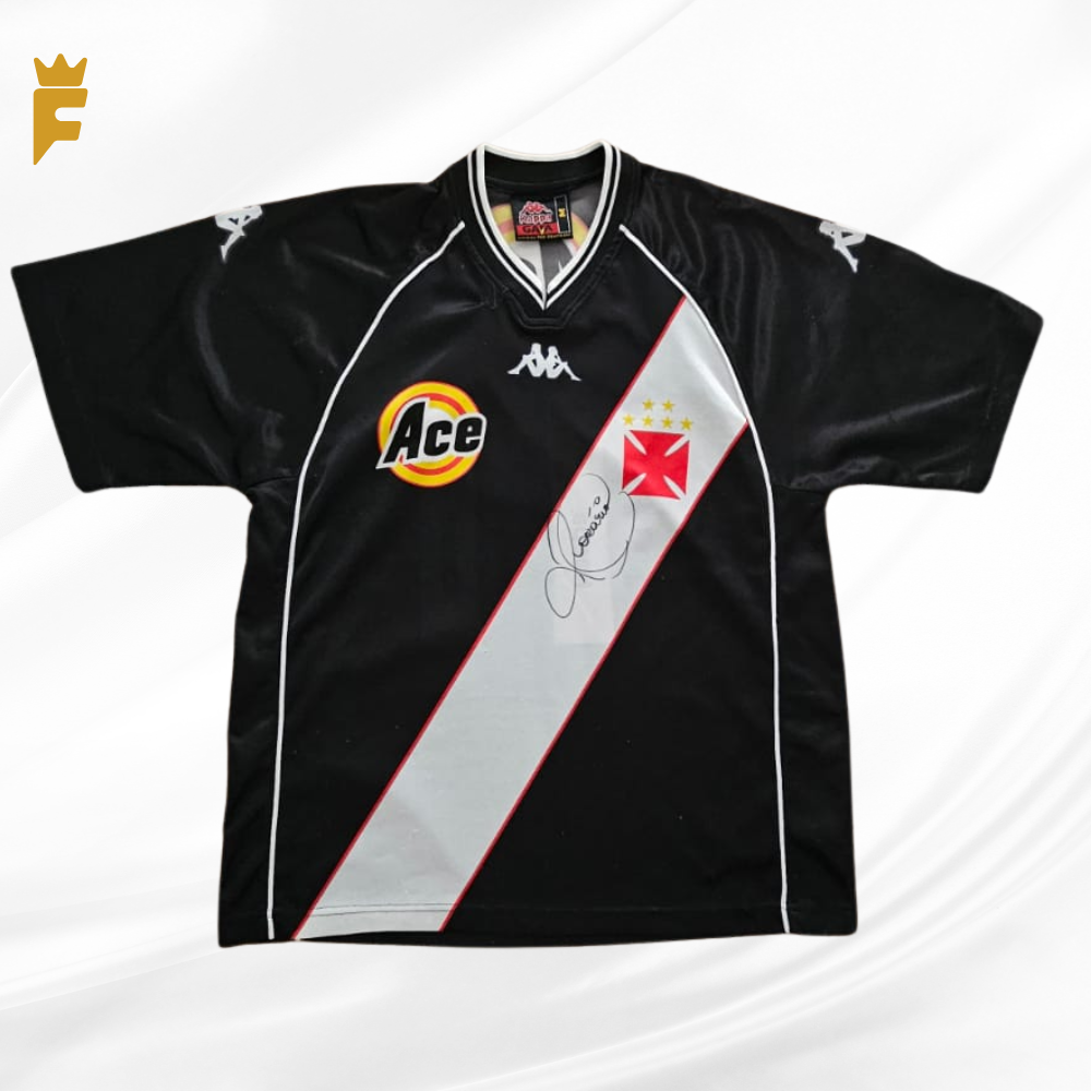 Camisa oficial do Vasco 2000, autografada Romário