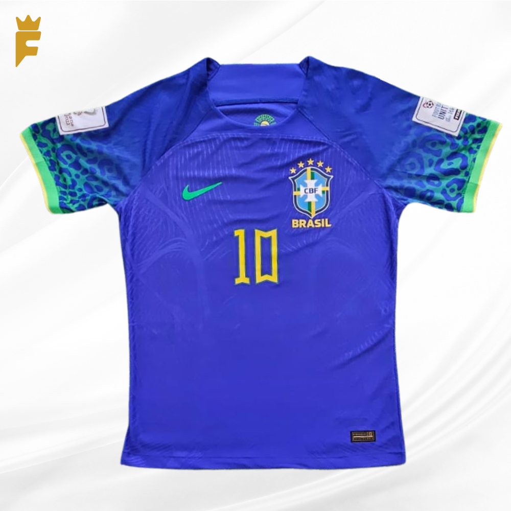 Camisa Brasil azul Copa do Mundo 2022, vers jogador autografada Neymar