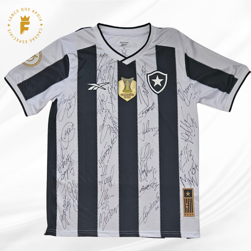 Camisa Botafogo 2024, vers torcedor, sem numero, autografada todo elenco campeão da Libertadores e Brasileirão.