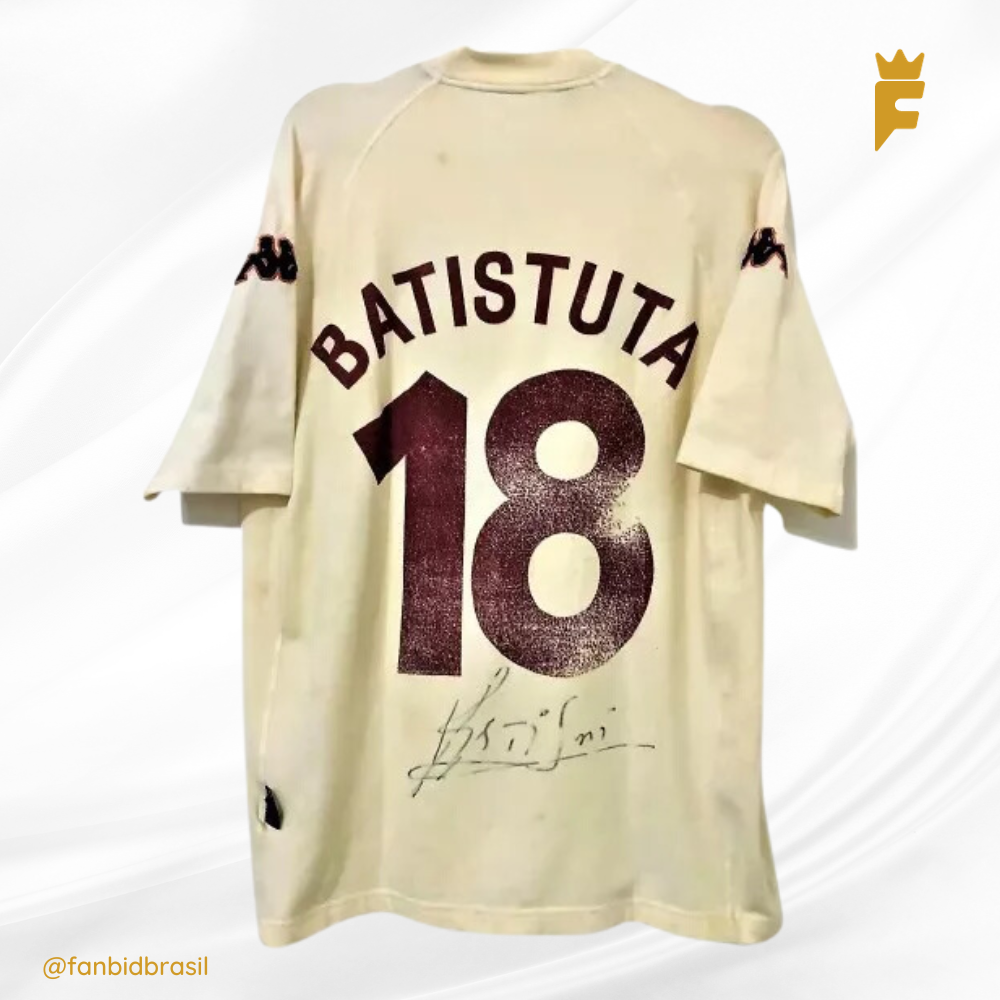 Camisa oficial Roma 2001/02 Gabriel Batistuta Autografada